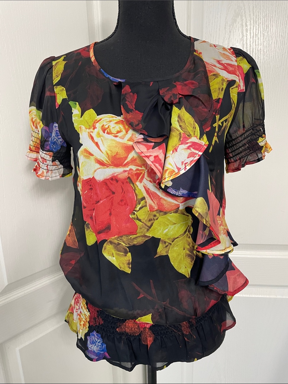Ted Baker London top sheer floral size 1 firs XS/S realtor office party